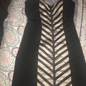 Mini black and beige dress